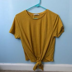 zara tie front cropped shirt